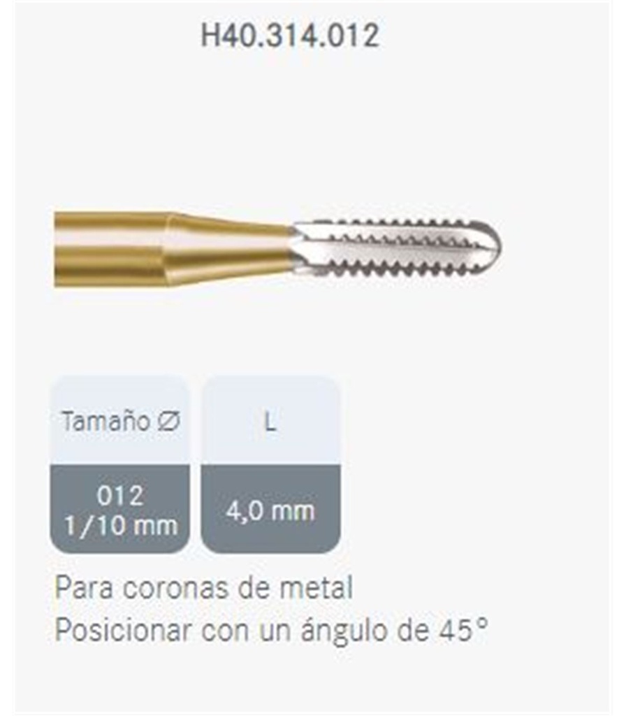 [094883] FRESA TUNG. H40/314/012 CORTA CORONAS KOMET