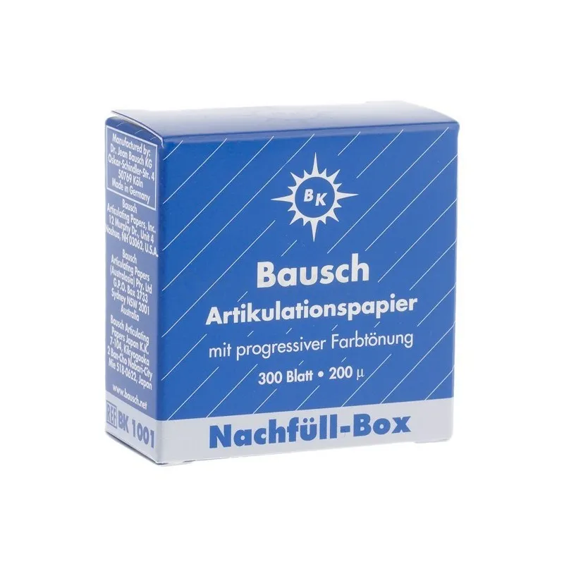 PAPEL ARTICULAR AZUL BK 1001 REPOSICIÓN 300 HOJAS BAUSCH
