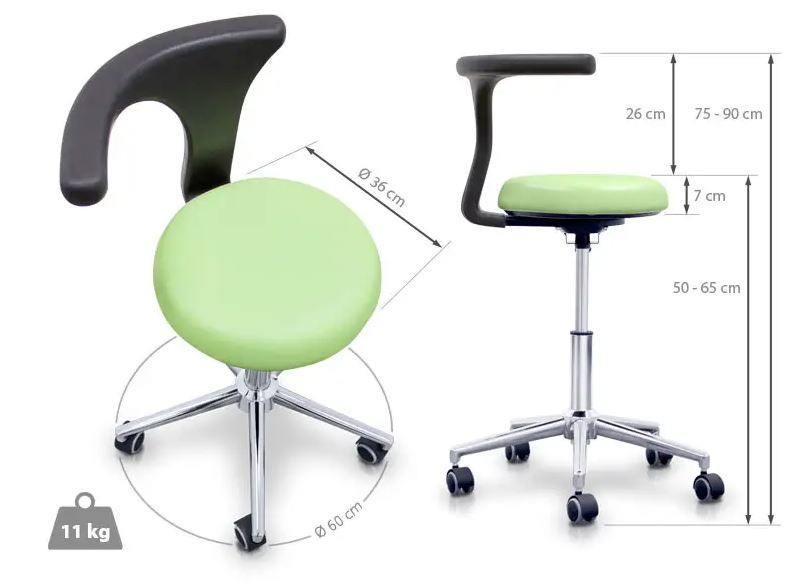 TABURETE CON RESPALDO ERGONOMICO PROFESIONAL