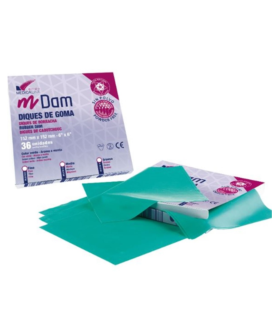[080461] DIQUES GOMA FINOS VERDES 36u. MEDICALINE