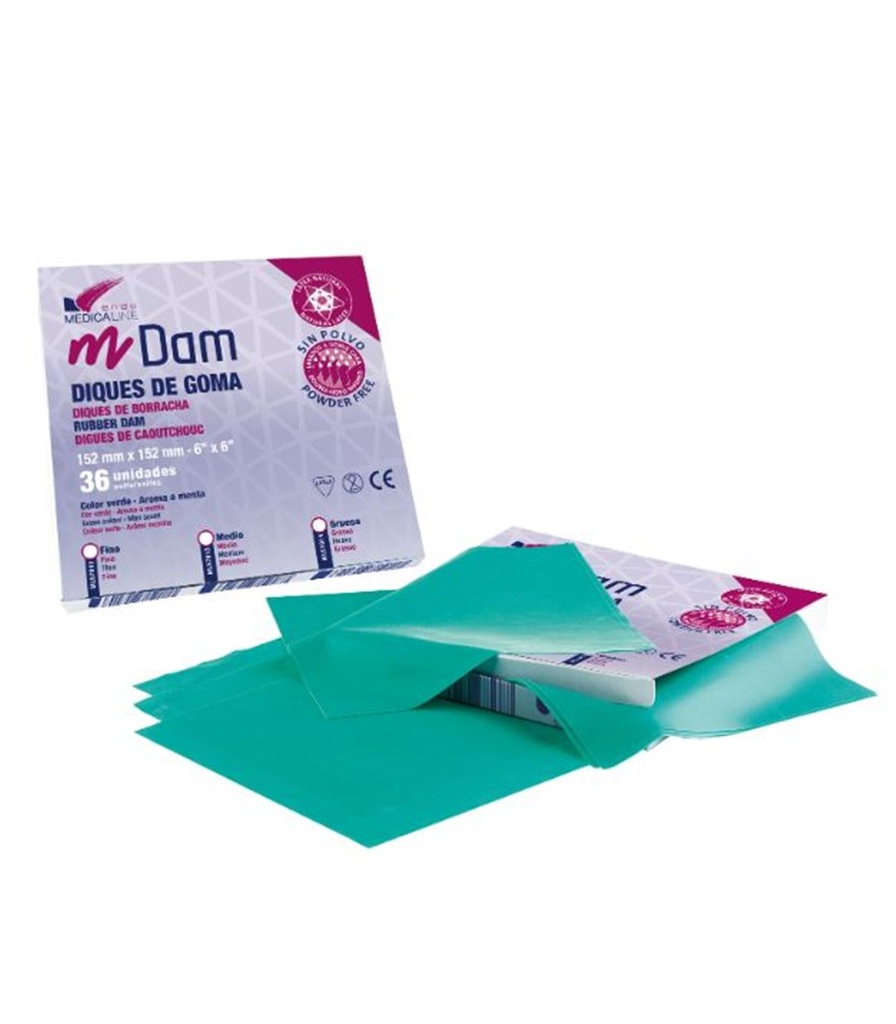 [080011] DIQUES GOMA MEDIO VERDES 36 UD.MEDICALINE