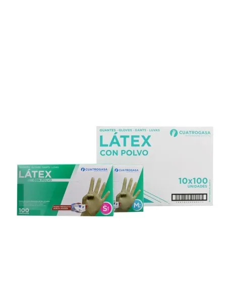 GUANTES DE LATEX CON POLVO (100UDS) - CUATROGASA