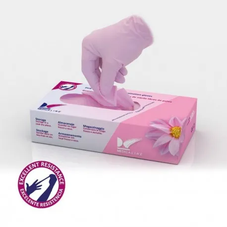 GUANTES NITRILO ROSA (100UD.) - MEDICALINE