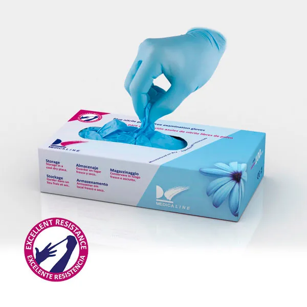 GUANTES NITRILO S/P AZUL (100 UN.) - MEDICALINE