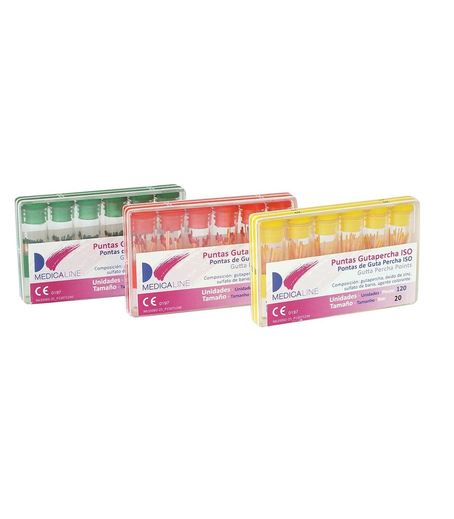 [080264] GUTAPERCHA PTA COLOR (120UN.) - MEDICALINE (Gutapercha Surtido Nº15-40)