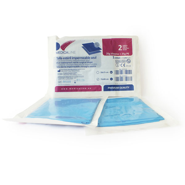 [060250] TALLAS ESTERILES AZUL L (75X90CM) (50UDS) - MEDICALINE